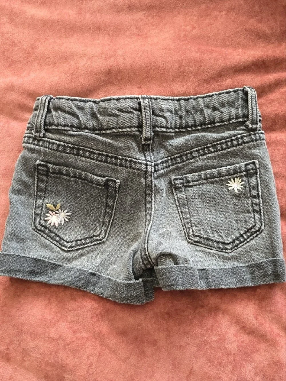 Cat & Jack Gray Denim Shorts with Floral Pocket Embroidery